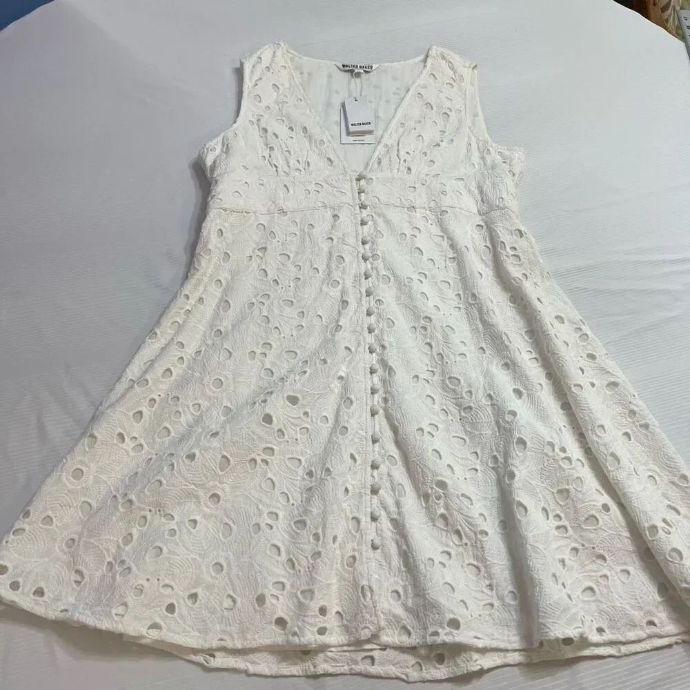 NWT Walter Baker White Moore Eyelet Lace Dress Size 8 New